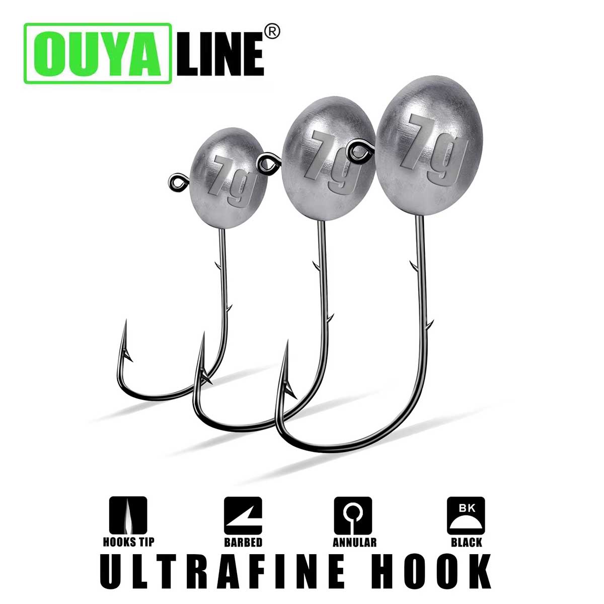 Fishing Hook Offset - Cabeça de gabarito gancho 1x rockfish