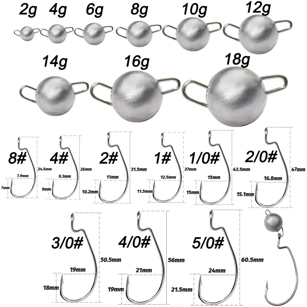 5 pçs metal gabarito cabeça wo - Fishing Hook Weedless avaliação e preço